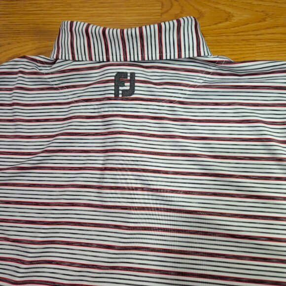 Footjoy FJ Shirt Lot Mens XL Red White - yellow Stripe Golf Performance Stretch - Picture 11 of 16